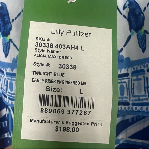 Lilly Pulitzer Alicia Maxi Dress Twilight Blue Early Riser Engineered Strapless - Picture 5 of 5